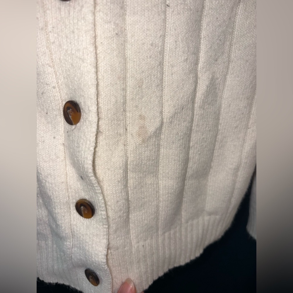 Women's Cream Button-Front Ribbed Knit Sweater - Picture 3 of 3